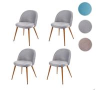 Mendler Chaise de salle à manger HWC-D53 – Lot de 4 – Velours gris clair, style rétro années 50