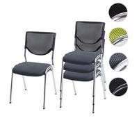 Mendler Chaise visiteur T401 Lot de 4 siège tissu gris foncé pieds chromés