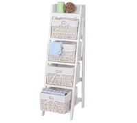 Mendler Étagère échelle Goiana – 4 paniers 101x30 cm style shabby – Blanc