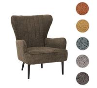 Mendler Fauteuil lounge HWC-K37 Chenille 500 g/m² Oeko-Tex Rétro Vert-brun