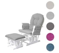 Mendler Fauteuil relax HWC-C76 – Tissu gris clair, monture blanche
