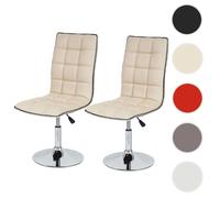 Mendler Lot de 2 chaises de séjour HWC-C41 similicuir crème