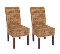 MCW Lot de 2 chaises M69, banane tressée ~ pieds marrons