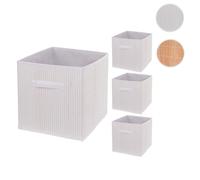 MCW Lot de 4 boîtes pliantes MCW-C21 bambou 32x32x32cm blanc