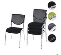 Mendler Chaises de conférence T401 – Siège noir, empilable, pieds chromés – Lot de 4