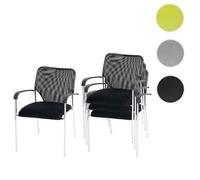 Mendler Chaises de conférence Tulsa – Lot de 4 empilables, siège en tissu noir, dossier noir