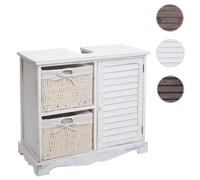 Meuble sous-vasque HWC-H20, meuble sous-vasque de salle de bain 60x65x31cm shabby blanc