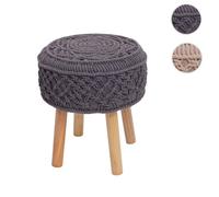 Mendler Pouf HWC-J43 – Rond tricoté 45x41 cm repose-pieds – Gris foncé