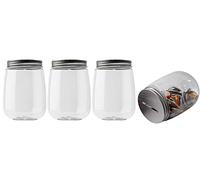 Mczxon Lot de 4 petites tirelires en plastique transparent de 473,6 g avec couvercles à fentes argentées, petites tirelires en plastique transparent pour adultes, adolescents, enfants, filles, garçons