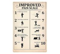 MDBJTCYZN Improved Pain Scale Novelty Metal Sign Sarcastic Wall Decor for Gallery Kitchen Bathroom Farm Yard Bar Garage Man Cave Anywhere Fun 8 X 12 inch