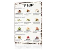 MDBJTCYZN Retro Metal Tin Sign Tea Brewing Guide Chart Wall Hanging for Home Bar Man Cave Fun Kitchen Decor 8 X 12 inch