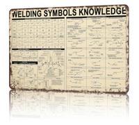 MDBJTCYZN Retro Metal Tin Sign Welding Symbols Diagram Poster Wall Hanging for Welder Dad Husband Birthday Gift 8 X 12 inch