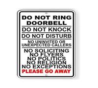 MDBJTCYZN Rustic Tin Sign No Soliciting Do Not Ring Doorbell Not Disturb Vintage Metal Privacy for Front Door Office House Garage 8 X 12 inch