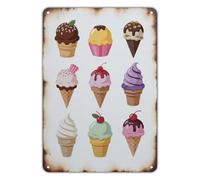 MDBJTCYZN ZGPOSQKZSC Ice Cream Cones Metal Tin Sign Vintage Dessert Shop Theme Wall Decor Rustic Pastel Design for Home Kitchen Cafe Bar Porch 8 X 12 inch