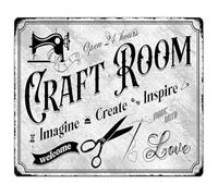 MDBJTCYZN ZGPOSQKZSC Inspirational Workshop Sign Imagine Create Inspire Vintage Retro Metal Tin For Creative Studio Craft Room 8 X 12 in
