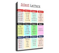MDBJTCYZN ZGPOSQKZSC Silent Letters Chart Poster English Phonics Spelling Rules Wall-Art for Learning Center and Home School(Framed,16x24inch(40x60cm))