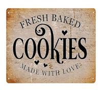 MDBJTCYZN ZGPOSQKZSC Vintage Bakery Decor Metal Sign Fresh Baked Cookies Made with Love Whimsical Wall-Art 8 X 12 in