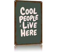 MDBJTCYZN ZGPOSQKZSC Vintage Humor Sign with Saying Cool People Live Here Tin Plaque for Apartment or Condo Decor 8 X 12 in