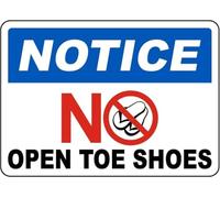 MDBJTCYZN ZGPOSQKZSC Vintage Industrial Sign No Open Toe Shoes Metal Tin Plaque For Factory Workshop Garage Laboratory Heavy Duty Decor 8 X 12 inch