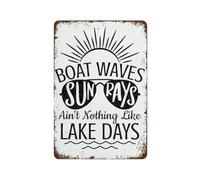 MDBJTCYZN ZGPOSQKZSC Vintage Metal Sign Sun Rays and Boat Life Nautical Quote Rustic Tin Wall-Art for Bar Lake House Beach Cottage 8 X 12 inch