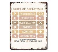 MDBJTCYZN ZGPOSQKZSC Vintage Metal Tin Sign Math Order Of Operations Boho Design Wall Decor for Classroom Kitchen Study Room 8 X 12 inch