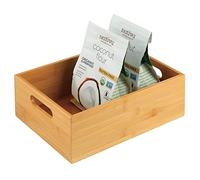 mDesign Boîte de Rangement Cuisine - Plateau de Rangement Pratique avec Poignées Intégrées - Organisateur de Placard de Cuisine Ouvert Bambou pour Ustensiles de Cuisine - Naturel