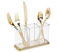 mDesign Boîte de rangement pour couverts - Porte-ustensiles de cuisine en plastique pour plans de travail et tables - Boîte à couverts élégante pour couteaux, fourchettes et cuillères - Transparent