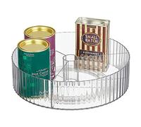mDesign carrousel cuisine - plateau tournant pratique avec 3 compartiments - accessoire de rangement pour épices, idéal pour le réfrigérateur ou les placards de cuisine - transparent