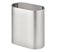 mDesign Corbeille à papier en métal en forme de pilule de 1,98 gallon, chrome brossé