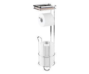 mDesign distributeur papier toilette sans perçage - le porte papier wc pour la salle de bains - valet wc intemporel en métal - argenté