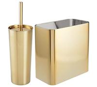 mDesign Ensemble de 2 poubelles Modernes compactes autonomes en métal pour Cuvette de Toilette et Corbeille rectangulaire Ouverte pour Le Rangement de la Salle de Bain - Robuste, Nettoyage en