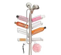 mDesign étagère de douche à suspendre - serviteur de douche pratique à fixer sans percer, en métal - 8 paniers et 4 crochets pour les produits de bain - argenté