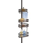 mDesign Étagère de douche télescopique - Serviteur de douche, montage sans perçage - Idéal pour les shampooings, rasoirs, éponges et plus - En métal - Bronze