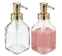 mDesign Lot de 2 Bouteilles de Savon Liquide réutilisables en Verre pour Salle de Bain, vanité, comptoir de Cuisine, Porte-Savon, Distributeur de Savon à la Main, désodorisant, Huile Essentielle