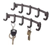 mDesign Lot de 2 Porte-Clés Mural - Porte-Clés Essentiels pour Couloir et Penderie - Porte-Clés Multi-Crochets avec 5 Crochets - Bronze