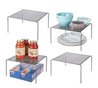 mDesign Lot de 4 étagères de Cuisine autoportantes en métal pour Tasses, Assiettes, Aliments, etc. - Graphite