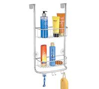 mDesign Panier de douche minimaliste chromé - Paniers de rangement à suspendre sur une porte sans perçage