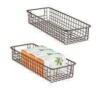 mDesign Panier métallique peu profond en fil de fer pour l'organisation du rangement dans le garde-manger 2 paquets - Bronze