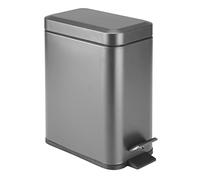 mDesign Petite poubelle moderne rectangulaire avec couvercle en métal de 5 litres, poubelle compacte avec seau à doublure amovible et poignée pour salle de bain, cuisine, salle d'artisanat, bureau,