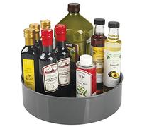 mDesign plateau tournant pour épices, condiments, etc. - rangement de cuisine pour placard, armoire ou plan de travail - carrousel cuisine en plastique avec bord très élevé - gris anthracite