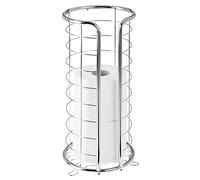 mDesign Porte-Rouleau de Papier Toilette sur Pied - Porte-Rouleau de Papier Toilette Moderne pour Salle de Bain - Support pour 3 Grands Rouleaux de Papier Toilette - Argenté