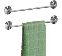 mDesign Porte-serviettes Porte-serviettes autocollant Lot de 2 Acier inoxydable Argent mat