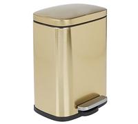 mDesign Poubelle à pédale - 5 l - En acier inoxydable - Avec pédale, couvercle et insert en plastique - Petite poubelle domestique pour salle de bain, cuisine, bureau, etc. - Doré