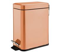 mDesign Poubelle à pédale - Poubelle avec pédale, couvercle et insert en plastique pour salle de bain, cuisine et bureau - Poubelle domestique en métal avec design ergonomique - Cuivre