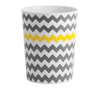 mDesign Poubelle en plastique pour bureau, cuisine ou salle de bain - Idéal poubelle au design moderne - Design Zigzag - Jaune/gris