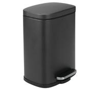 mDesign Poubelle rectangulaire en acier inoxydable de 1,3 gallon avec couvercle - Noir