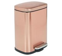 mDesign Poubelle rectangulaire en acier inoxydable de 1,3 gallon, couvercle, or rose