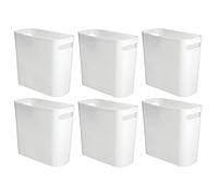 mDesign poubelle salle de bain à poignées - corbeille à papier moderne avec une capacité de 5,7 L - petite poubelle en plastique pour la cuisine, la salle de bain et le bureau - lot de 6 - blanc