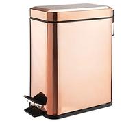 mDesign poubelle sous évier capacité 5L - poubelle à pédale compacte avec réceptacle intérieur pour cuisine, bureau, salle de bain - corbeille à papier moderne en métal et plastique - couleur or rouge