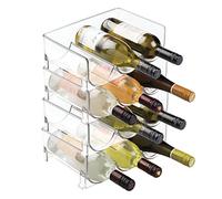 mDesign range-bouteilles (lot de 4) - casier à bouteilles empilable en plastique pour 3 bouteilles de vin ou autre boisson - étagère à vin moderne pour jusqu'à 12 bouteilles au total - transparent